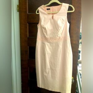 Pale pink cotton lined dress with lace waistband